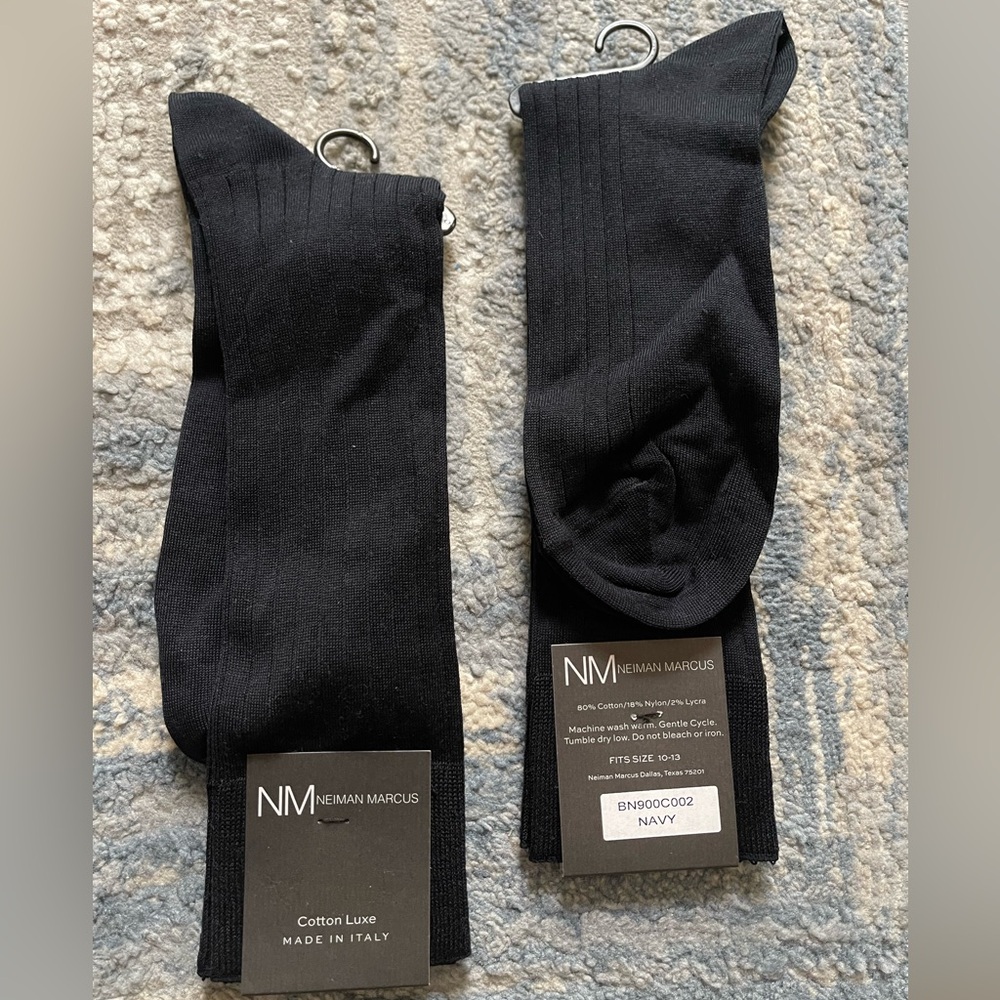 *NWT* Neiman Marcus Designed Italian Made Over the Calf Dress Socks (2 P…